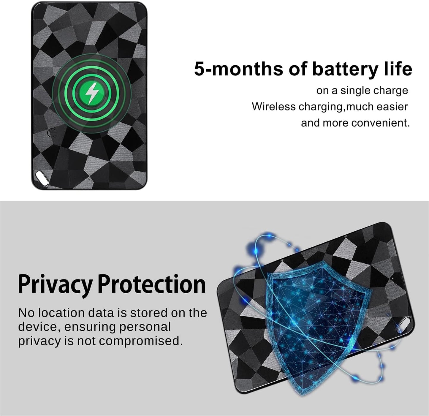 Bluetooth Wallet Tracker Card for iOS & Android, Apple Find My & Google Find Hub Compatible, Rechargeable Slim Credit Card Locator, 100dB Alarm, No Subscription