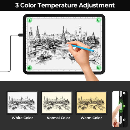 A2 Light Pad (25.2" x 18.4"), Large Magnetic Bright Light Box for tracing,6 Levels Dimming/3 Color,Physical Buttons,Light Board for Diamond Painting,Light Table for Drawing, Sketching