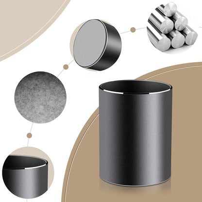 Vaydeer Metal Pen Holder Aluminum Pencil Holder for desk, Round Desktop Organizer and Silver Pencil Cup for Office, School, Home and Stationary Supplies (3.15 x 3.15 x 3.94 Inches)