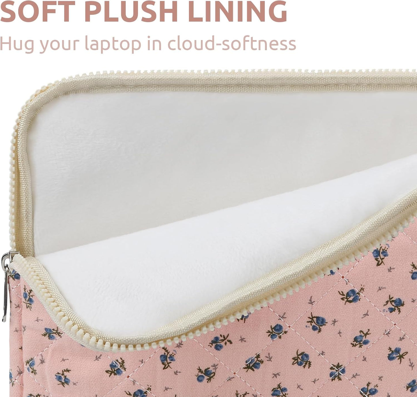 Puffy Laptop Sleeve 13 Inch Cute Quilted Laptop Protective Case Padded Floral Computer Sleeve for MacBook (A-Blue, 13 Inch)