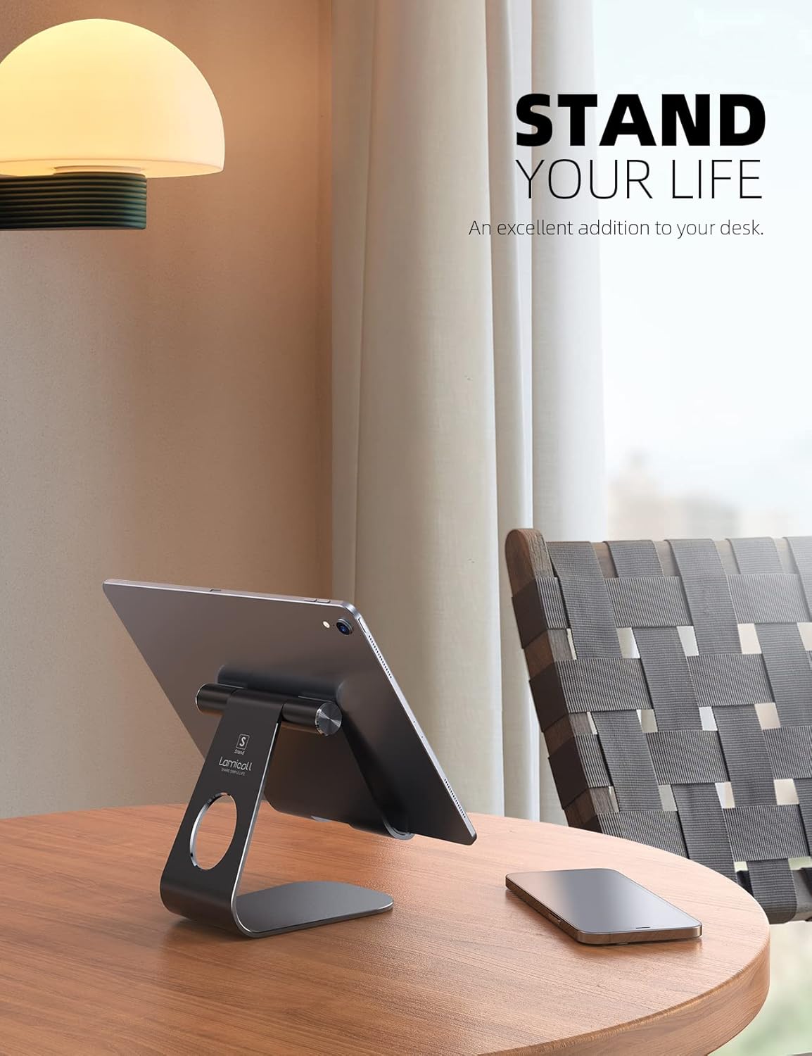 Lamicall S1 Tablet Stand, Adjustable Tablet Holder - Desktop Stand Dock Holder for 4-13" Tablet, iPad Pro 11, 9.7, 10.5, 12.9 Air Mini, Kindle, Tab, Switch, Viral Podcast Video Office Desk Accessories