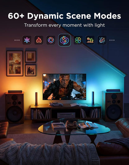 Govee Smart LED Light Bars, Work with Alexa and Google Assistant, RGBICWW WiFi TV Backlights with Scene and Music Modes for Gaming, PC, Living Room Decoration, Black