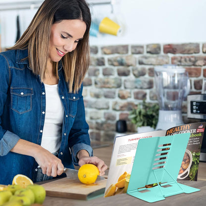 Honagu Book Stand Metal Desk Book Holder, Book Holders for Reading Hands Free, Adjustable Cookbook Documents Holder, Portable Bookstand for Music Books, Textbook, Recipe, Tablet, Ipad (Black)