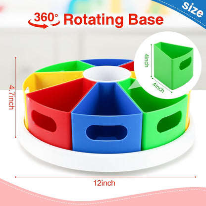 MeCids 360°Rotating Desk Organizers Homeschool Office Organization and Storage Art Supplies Organizers– 12" Lazy Susan Style Caddy with Removable Bins, for Home Offices, School Supplies Classroom Use