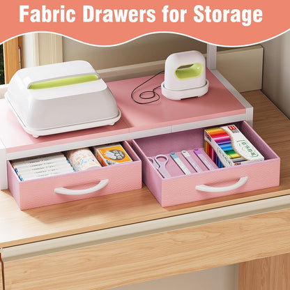 VENNQD Stand Compatible with Cricut Maker and Cricut Explore Air Series Stand Legs for 2 Cricut Machines Fully Open 2 Tier Desktop Craft Accessories Storage Organizer (White)