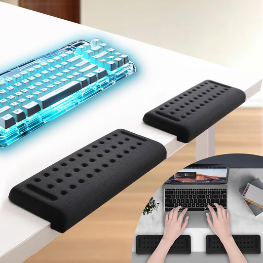 2 Pack L-Shaped Ergonomic Keyboard Mouse Pad for Wrist Rest, Desk Elbow Wrist Pad Mat Non Slip, Wrist Support for Computer Keyboard Typing and Pain Relief, Desk Pad for Office, Work, Gaming