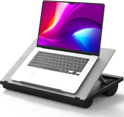 HUANUO Laptop Desk, Portable Laptop Stand Fits Up to 15.6 Inch Laptops, Adjustable with 8 Angles Lap Desks for Adults - Dual Cushion Desk for Sofa, Bed, Car or Work Table