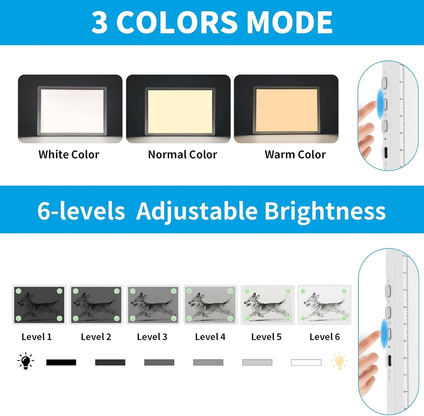 Phylosal Magnetic A3 Light Pad with Bag, Super Bright Light Box with Side Button, Diamond Art Light Board, Lightbox for Tracing and Drawing, USB Power Light Table for Sketching, Weeding Vinyl (White)