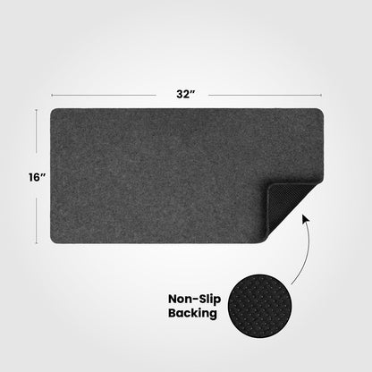 Premium Real Wool Felt Desk Pad with Non-Slip Backing - 32" x 16"