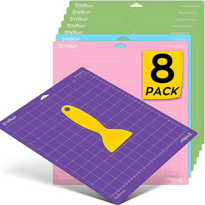 HTVRONT Standard Grip Cutting Mat, 6 Pack Cutting Mat 12x12 Compatible with Cricut Maker 3/Maker 4/Maker/Explore 3/4/5/Air 2/One, Standard Adhesive Sticky Quilting Cutting Mats Replacement Accessories