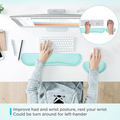 Gimars Upgrade Enlarge Silky and Superfine Fabric Gel Memory Foam Keyboard Wrist Rest Set, Ergonomic Keyboard Mouse Wrist Support for Typing Pain Relief, Comfort for Office, Gaming, Computer, Black