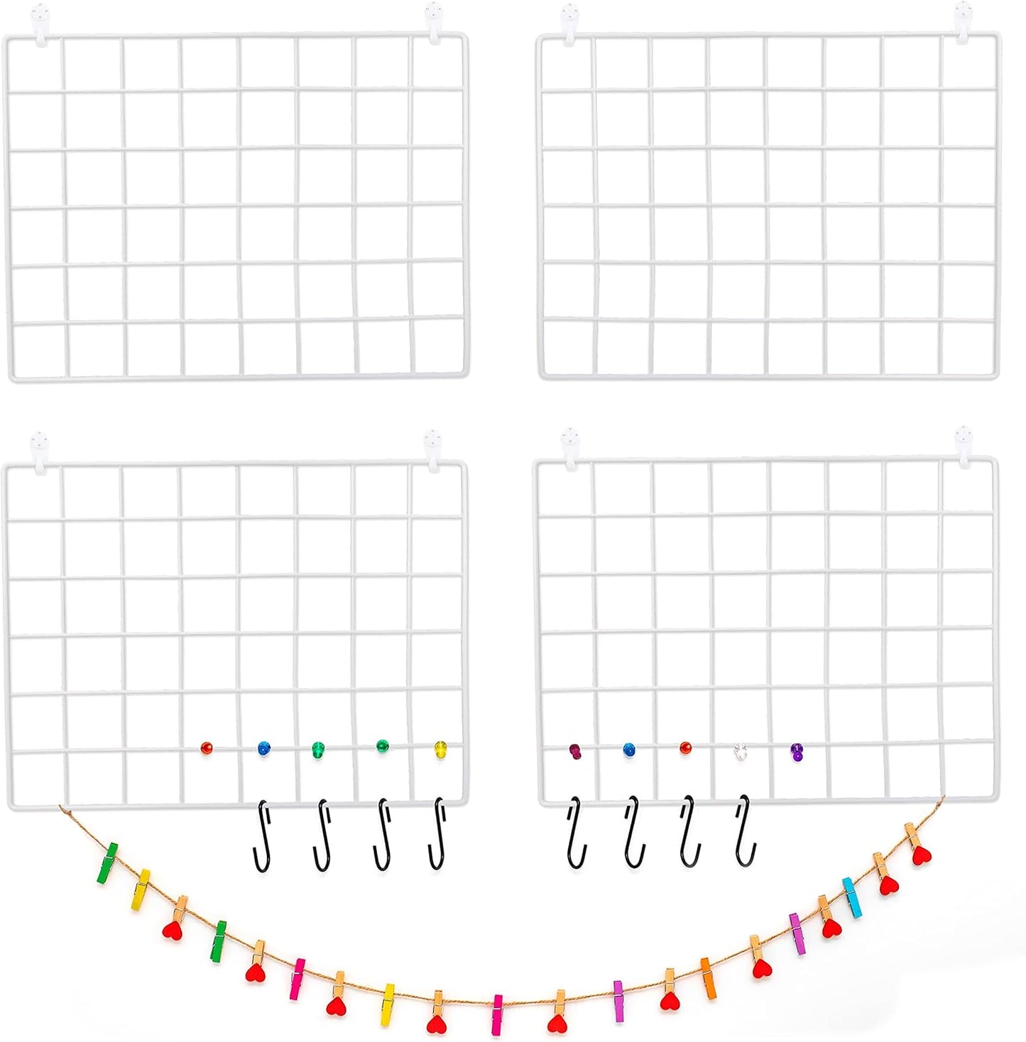 ODOXIA 2 Pack Wire Wall Grid Panel | Photos & Pictures Display Grid Wall Panels | Black, Magnetic & Metal Grid | Photo Grid Wire Board | Hanging Home, Office & Kitchen Decor