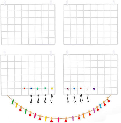 ODOXIA 2 Pack Wire Wall Grid Panel | Photos & Pictures Display Grid Wall Panels | Black, Magnetic & Metal Grid | Photo Grid Wire Board | Hanging Home, Office & Kitchen Decor