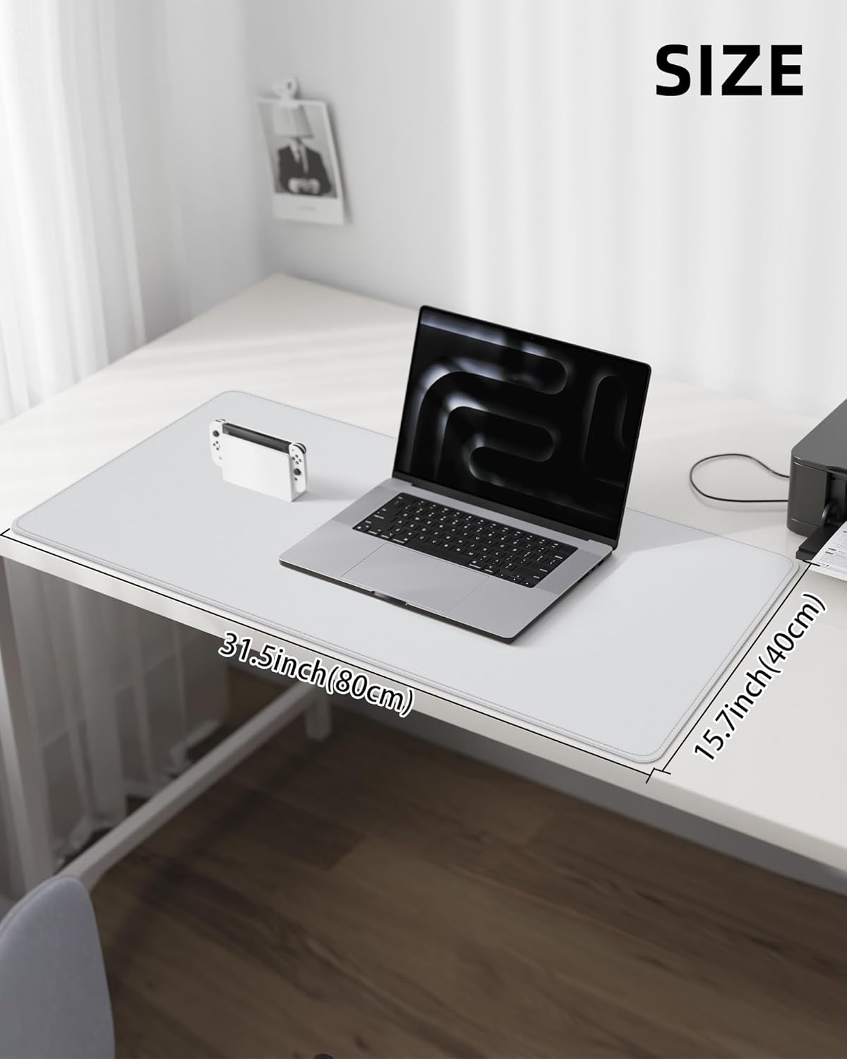 AFIING Desk Pad Protector 23.6" x 13.7" - Non-Slip Waterproof PU Leather Desk Mat for Mouse, Keyboard, Laptop, Office and Home Workspace (Beige)
