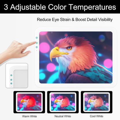 Fiqiuuiid A4 Rechargeable LED Light Pad, Tracing Light Box with 6-Level Dimmable & Light Guide artboard, Diamond Painting Light Board with Stand and Top Clip, Cordless Lightbox with Carrying Case