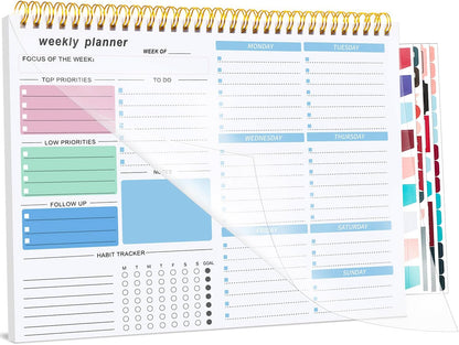 Weekly To Do List Notepad, 8.5''x11'' Weekly Desk Planner with 52 Tear Off Sheets Undated Weekly Planner Habit Tracker & Productivity Organizer for Home and Work, Pink