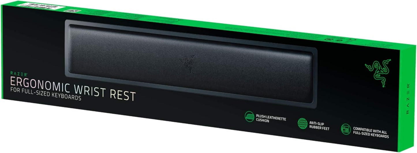 Razer Ergonomic Wrist Rest for Mini Keyboards: Plush Leatherette Memory Foam Cushion - Anti-Slip Rubber Feet