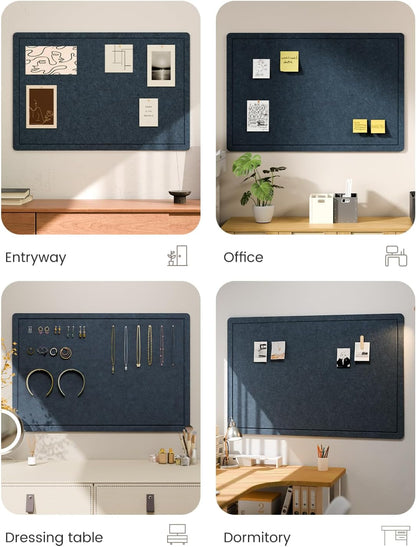 Fluxynara Bulletin Board, 23.6" x 17.5" Cork Board Alternative with 12 Safe Removable Adhesive Tabs, Foldable Felt Pin Board for Home Office, Classroom, Bedroom,Entryway for Walls—Sage
