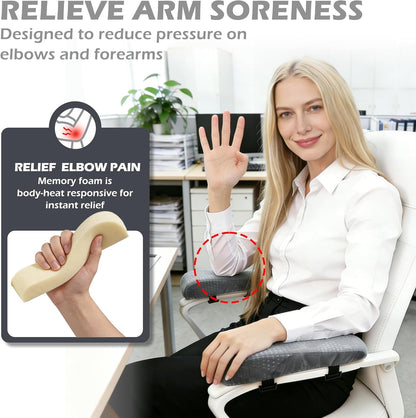 Soft Office Chair Armrest Pads, Comfort Elbow Pillows, Gray Arm Rest Pads, Set of 2