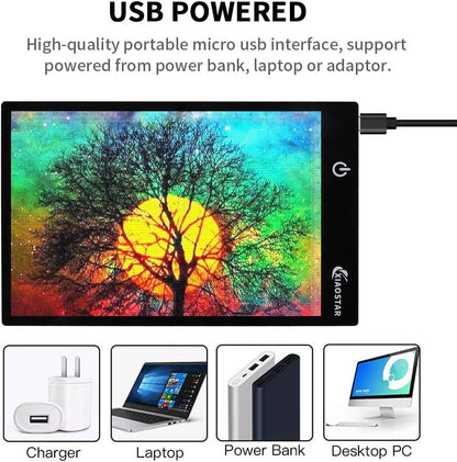 XIAOSTAR Light Box Drawing Pad A5, Tracing Board with Micro USB Cord Charge Cable and Brightness Adjustable for Artists, AnimationDrawing, Sketching, Animation, X-ray Viewing (A5) Not Rechargeable