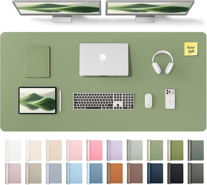 YSAGi Leather Desk Pad Protector, Large Mouse Pad, Non-Slip PU Leather Desk Blotter, Waterproof Writing Pad for Office and Home (31.5" x 15.8", Eggshell) - Colors A
