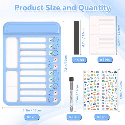 Audab Dry Erase Chore Chart for Kids, Magnetic Whiteboard Checklist Board, Chore Checklist Slider to Do List Board, Daily Routine Chart Schedule Board Task Tracker for Home Refrigerator, Wall, Desk