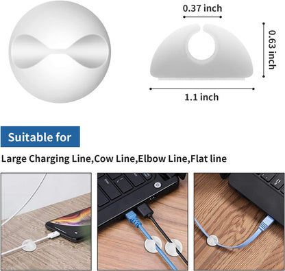 CHEFBEE 8 Pack Adhesive Cable Clips, Cable Cord Holder Organizer Management System for Desk, Wire Clips for All Your Computer, Electrical, Charging or Mouse Cord, White