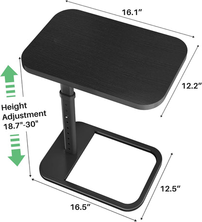 Kitstorack TV Tray Table, Adjustable Height & Flip-Top & Rounded Metal Corners, Snack Table for Couch, Sofa, Bed, Chair, Living Room, C Shaped End Side Table for Eating, Dinner or Laptop, Small Spaces