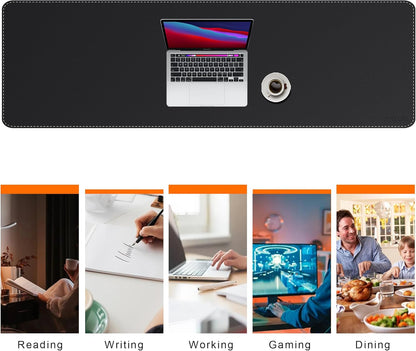 Mydours 40" x 20" Extra Large Desk Mat, PU Leather & Cork Desk Pad, Large XXL Desk Mouse Pad for Workstation, Office, Home, Computer Desk Mat with Keyboard & Mouse (Black)