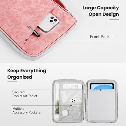 DTTO 9-11 Inch Tablet Sleeve Bag for iPad A16, iPad Air 11-inch M3 M2 / Air 5/4th Gen 10.9", iPad Pro 11 M4, iPad 10/9/8/7th Gen, Galaxy Tab A9+, Waterproof Travel Bag, Pink