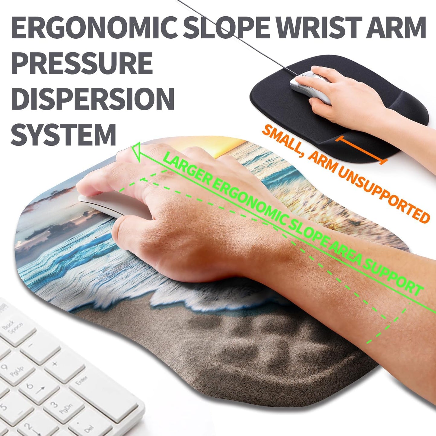 Ergonomic Slope Mouse Pad Wrist Support, Wrist Rest Mousepad for Carpal Tunnel Pain Relief with Massage Bulge and Slow Rebound Memory Foam (12x8 inch, Black)