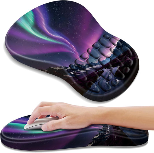 YIWEI Ergonomic Mouse Pad with Wrist Support - Gel Memory Foam Mouse Mat for Computer Keyboard & Laptop - Non-Slip Base, Pain Relief for Home Office & Gaming - Black - Colors A