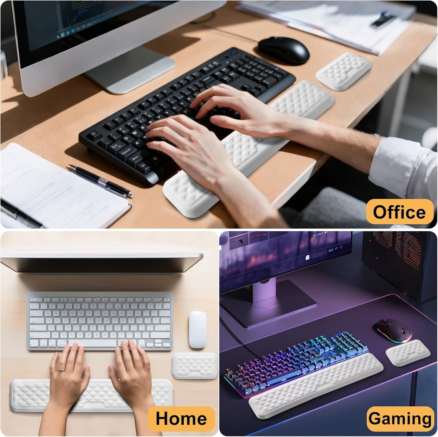 Keyboard Wrist Rest Mouse Wrist Support, Memory Foam Wrist Rest Pad for Computer Laptop, Ergonomic Wrist Cushion Support for Typing Pain Relief, Gaming Home Office, Purple