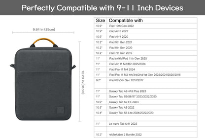 Dadanism 9-11 Inch Tablet Sleeve Bag Carrying Case with Shoulder Strap for iPad (A16) 11", iPad 10th Gen 10.9", iPad Air M4/Pro M5 11", iPad 9/8/7th 10.2", Galaxy Tab A11+ Plus 11", Cloudy Pink