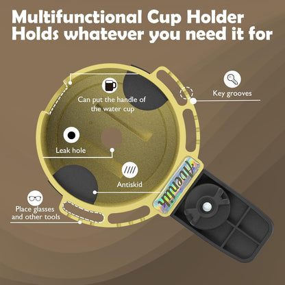 Desk Cup Holder with Spill-Proof Cup Design, Clip on Cup Holders for Desk, Table, Porch Swing, Patio Chair , Fits Maximum Diameter of 3/3.38 inches Bottles. (Black, Large)