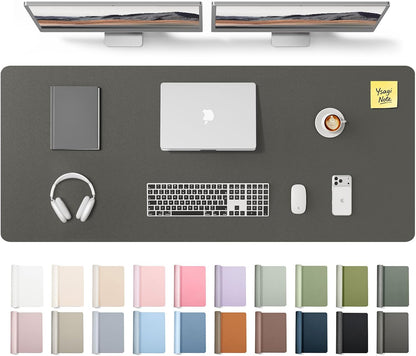 YSAGi Leather Desk Pad Protector, Office Desk Mat, Large Mouse Pad, Non-Slip PU Leather Desk Blotter, Waterproof Laptop Desk Writing Pad for Office and Home (23.6" x 13.8", Eggshell) - Colors A