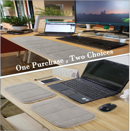 AUHOKY 2 Sets Ergonomic Computer Wrist Pad - Long & Short Size Combination Keyboard Rest Elbow Support Mat for Office, Desktop, Working, Gaming - Memory Foam Relieve Elbow Pain (Brown)