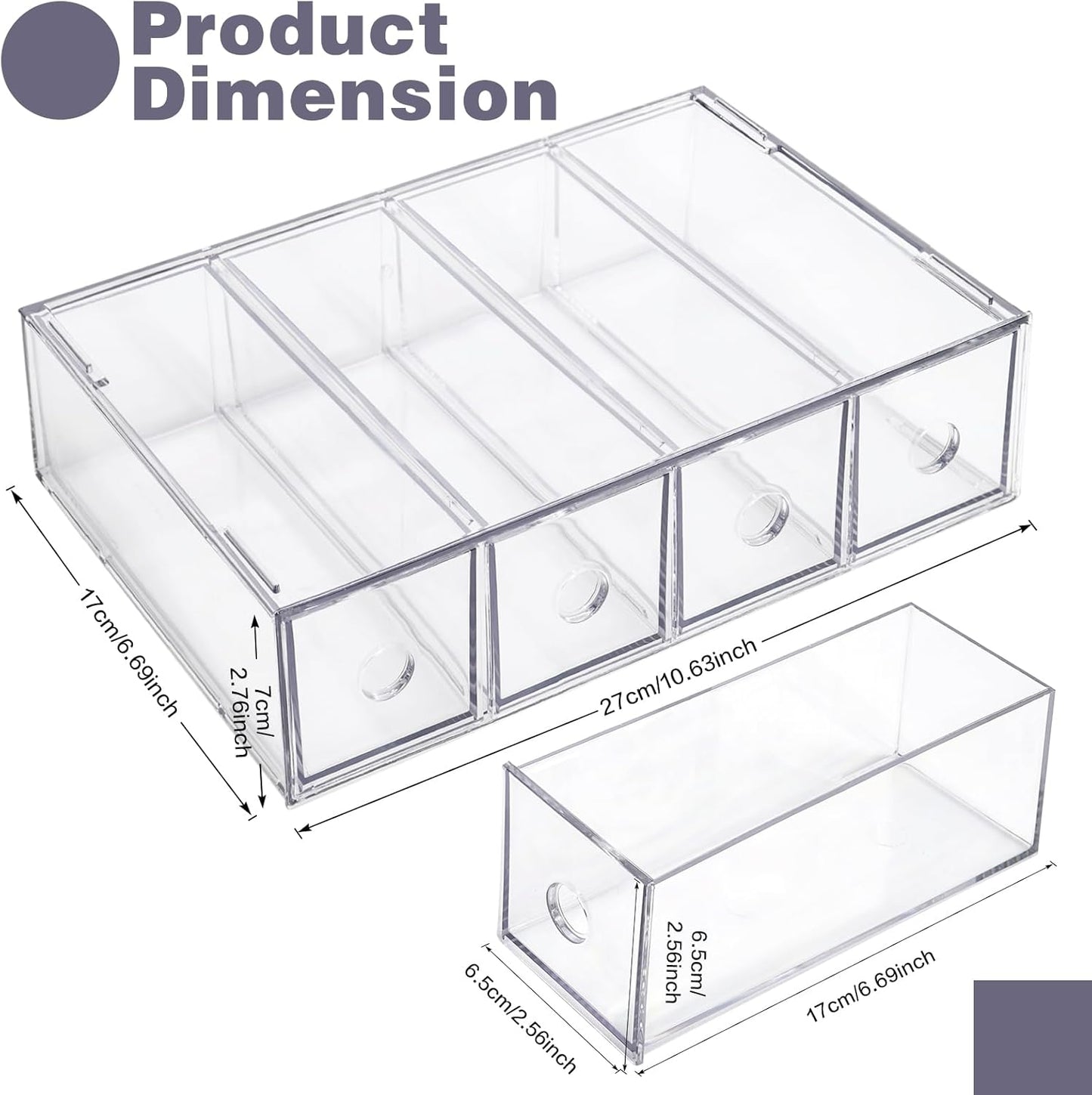 Desk Organizer with 8 Drawers, FODIENS 2 Packs Stackable Desktop Storage Box with Removable Drawer, Clear Sunglasses Organizer Display Case for Stationery Marker Pens Eyeglasses Office Supply