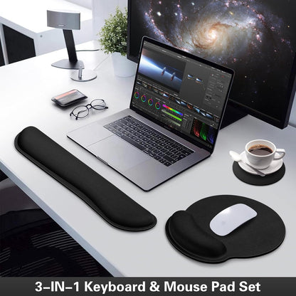 Ergonomic Keyboard Wrist Rest, Mouse Pad with Wrist Rest Anime, Cat Gaming Mousepad with Wrist Support, Memory Foam Wrist Rest Set for Computer Keyboard, Funny Cute Office Desk Accessories