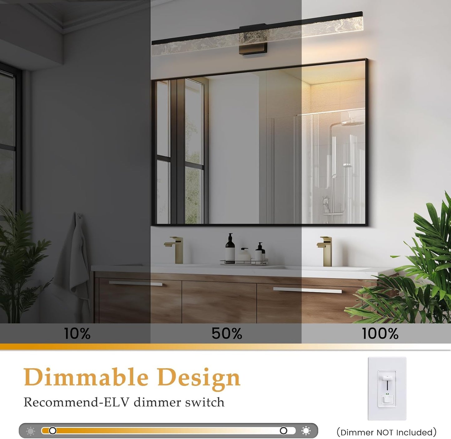 AIJIASI 39-Inch Brushed Gold Vanity Light Fixture, 28W Dimmable LED Modern Light Bar for Bathroom Mirror, Restroom, Bedroom (3000K)