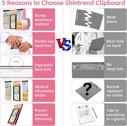 Nursing Clipboard Foldable Nurse Clipboards: Folding Medical Clipboard with Nursing Edition Cheat Sheets Pocket Size Foldable Clipboards for Nurses Clinical Clip Board for Students Doctors Green
