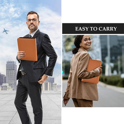 ProCase Portfolio Business Padfolio Folder with Zipper, Conference Meeting Executive File Legal Document Organizer with Pockets Letter Size A4 Writing Pad Notepad Padfolio -Black