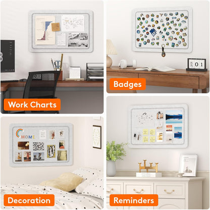 Lifewit Cork Board Alternative,22.4"x 14.8" Bulletin Board with Self-Adhesive,Foldable Decorative Felt Pin Board Vision Board Message Board with 20 Pushpins for Office Wall Decor, Room Decor, Oatmeal
