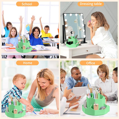 Cayxenful Pencil Pen Holder for Desk,9 Slots 360 Degree Rotating Desk Organizers,Desktop Storage Stationery Supplies Organizer, Cute Pencil Cup Pot For Office, School, Home(Black)