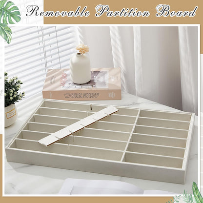 Amylove 4 Pcs Gray Sunglass Organizer Trays 4 Grids Velvet Glasses Holder Jewelry Display Organizer Eyeglasses Storage Box Drawer