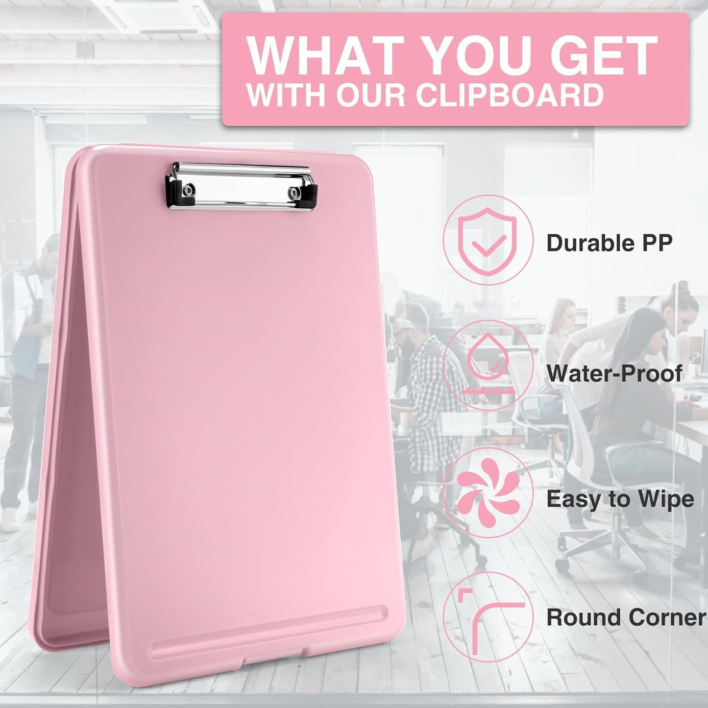 Sooez Clipboard with Storage, Plastic Storage Clipboards with Low Profile Clip, Nursing Clip Boards Foldable, Hanging Clipboard Case for Work, Teacher, Classroom Must Haves, Office School Supplies