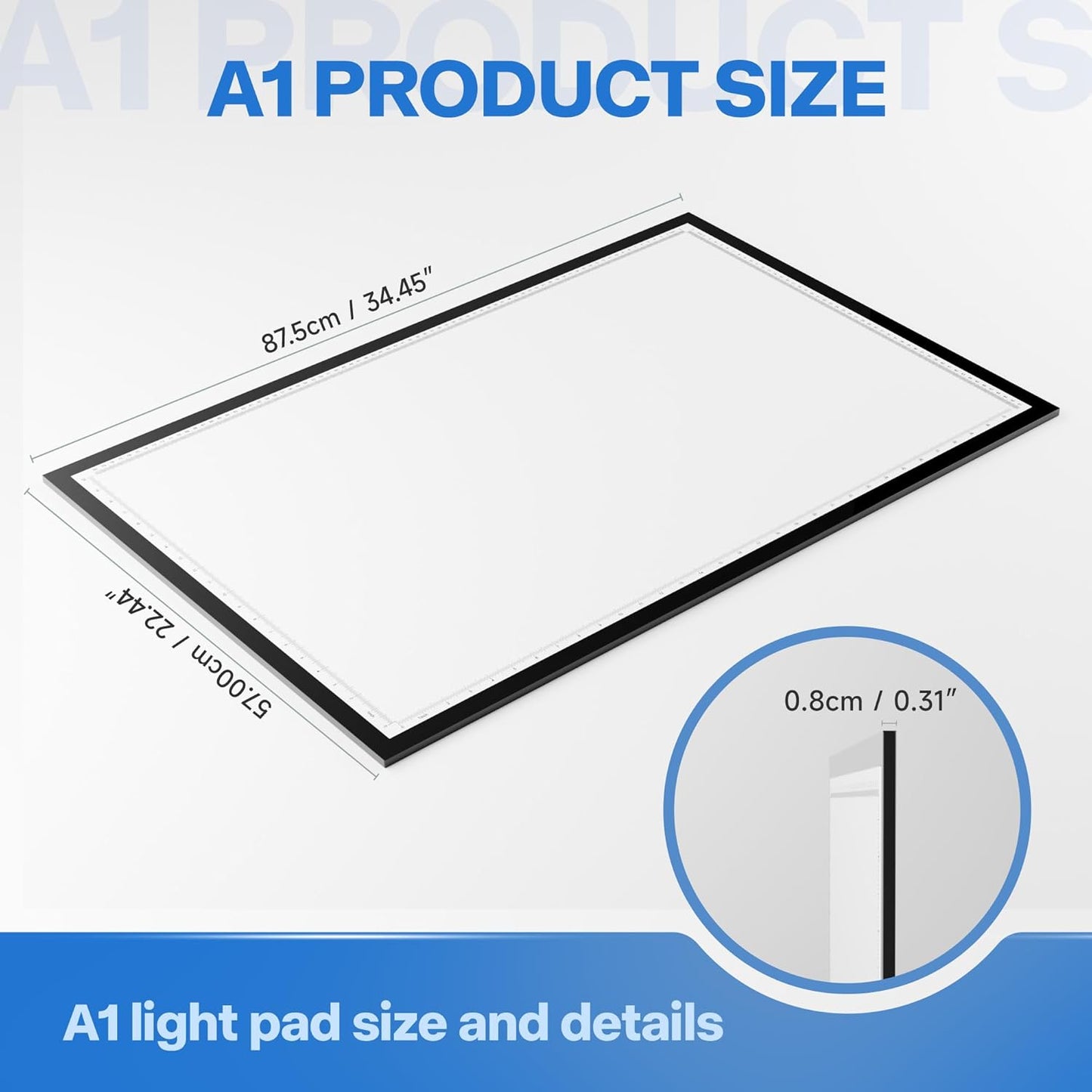 A2 Light Pad - 26"x19", 10000+ LUX Super Bright 10 Levels/Stepless Dimming 3 Colors Art Light Board Extra Large with UL Adapter for Diamond Painting, Tracing, Drawing, Sketching - Aluminum Frame
