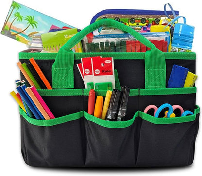 Mewise Teacher Handle Tote Bag Organizer,Tote Bag Organization for Crafts,Art,Paper,Books,School,Sewing,Travel with Handles,Ofiice Supplies Storage (Blue)
