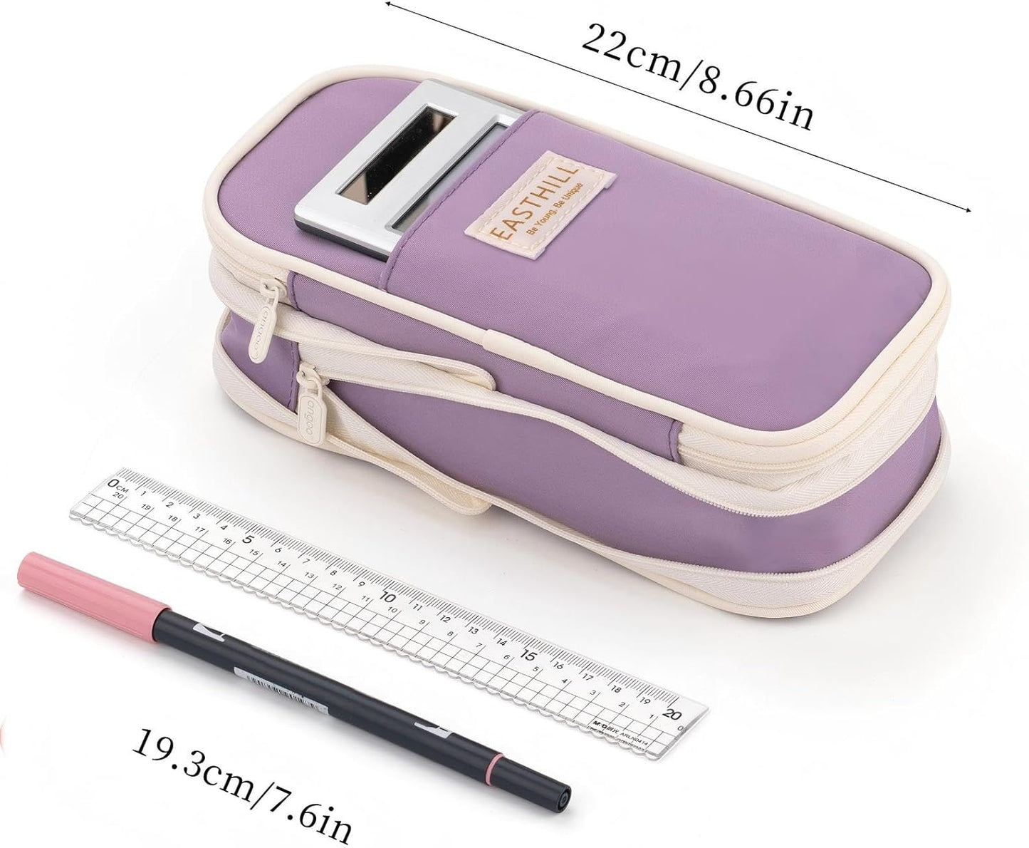 EASTHILL Big Capacity Pencil Case Large Pencil Pouch Stationery Pen Bag for Teen Girls-Green