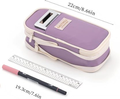 EASTHILL Big Capacity Pencil Case Large Pencil Pouch Stationery Pen Bag for Teen Girls-Green